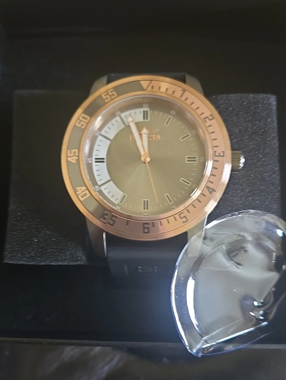 Invicta Men’s Green Dial Rose Gold-Tone Bezel Watch